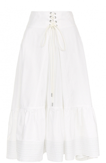 Хлопковая юбка-миди с широким поясом 3.1 Phillip Lim