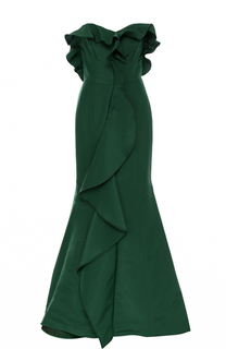Шелковое платье-бюстье с подолом и оборками Oscar de la Renta