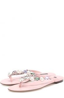 Кожаные шлепанцы с кристаллами Dolce &amp; Gabbana