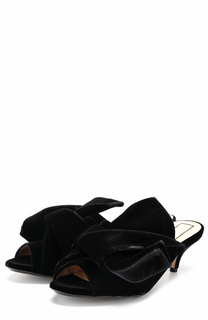 Бархатные мюли с бантом No. 21