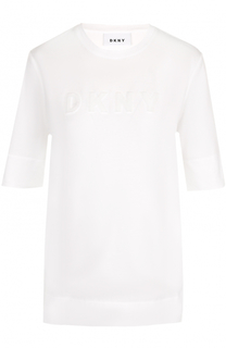 Хлопковая футболка с логотипом бренда DKNY