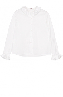 Хлопковая блуза прямого кроя с оборками Il Gufo
