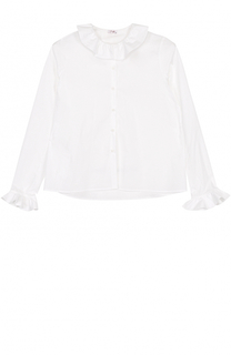 Хлопковая блуза прямого кроя с оборками Il Gufo