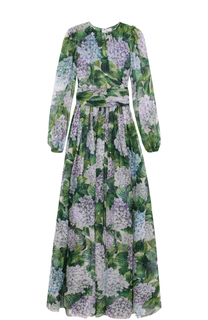 Шелковое платье-макси с цветочным принтом Dolce &amp; Gabbana