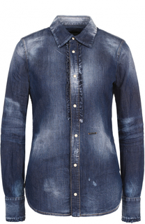 Приталенная джинсовая блуза с потертостями Dsquared2