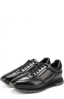 Кожаные кроссовки на шнуровке Santoni