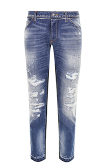 Джинсы прямого кроя с декоративными потертостями Dolce & Gabbana