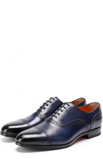 Кожаные оксфорды с брогированием Santoni