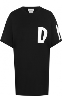 Хлопковая футболка свободного кроя DKNY