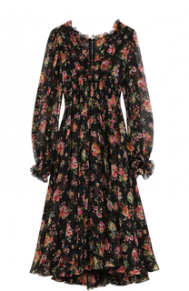 Шелковое платье-миди с цветочным принтом Dolce &amp; Gabbana