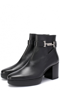 Кожаные ботильоны на устойчивом каблуке Tod’s Tods