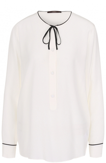 Шелковая блуза прямого кроя с контрастной отделкой Windsor
