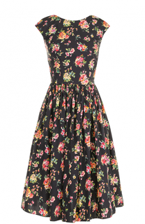 Приталенное платье-миди с цветочным принтом Dolce &amp; Gabbana