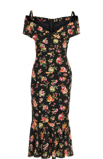 Шелковое платье-миди с цветочным принтом Dolce &amp; Gabbana