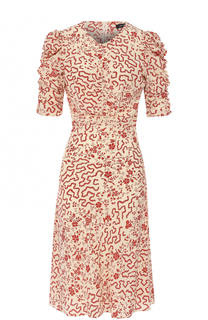 Шелковое приталенное платье с принтом Isabel Marant
