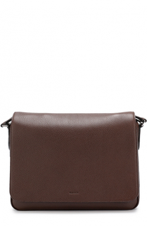 Кожаный мессенджер с внешним карманом на молнии Bally