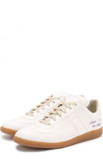 Кожаные кеды Replica с контрастной надписью Maison Margiela