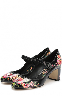 Кожаные туфли Vally с цветочным принтом Dolce &amp; Gabbana