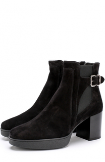 Замшевые ботильоны на устойчивом каблуке Tod’s Tods