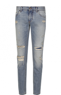 Джинсы прямого кроя с декоративными потертостями Dolce & Gabbana