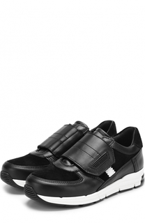 Кожаные кроссовки с замшевыми вставками и застежками велькро Dolce &amp; Gabbana