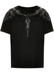 Хлопковая футболка с вышивкой пайетками Marcelo Burlon