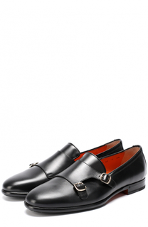 Кожаные монки с двумя пряжками Santoni