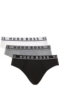 Комплект из трех хлопковых брифов с широкой резинкой BOSS