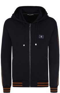 Хлопковая толстовка на молнии с контрастной отделкой Dolce &amp; Gabbana