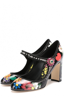 Кожаные туфли Vally с цветочным принтом Dolce &amp; Gabbana