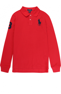 Хлопковое поло с длинными рукавами и нашивкой Polo Ralph Lauren