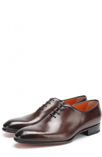 Кожаные оксфорды с патинированием Santoni