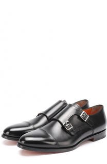 Кожаные монки с двумя пряжками Santoni