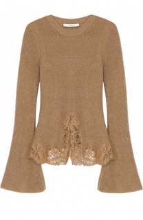 Вязаный пуловер с расклешенными рукавами и кружевной отделкой Givenchy