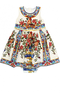 Хлопковый комплект из платья и трусов с принтом Dolce &amp; Gabbana