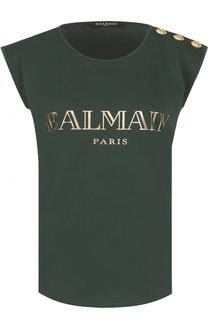 Топ без рукавов с металлизированным логотипом бренда Balmain