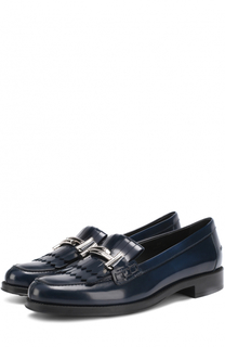 Кожаные лоферы с пряжкой и бахромой Tod’s Tods