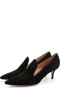 Замшевые туфли Aramis на каблуке kitten heel Gianvito Rossi