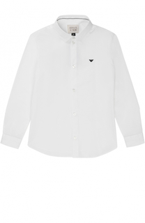 Хлопковая рубашка с логотипом бренда Giorgio Armani