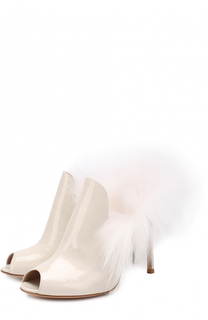 Лаковые мюли Benton с меховой отделкой Gianvito Rossi