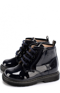 Ботинки из лаковой кожи на шнуровке с молниями Il Gufo