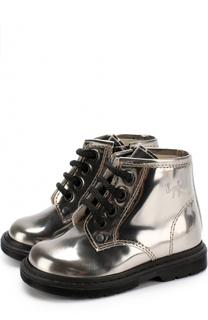 Ботинки из металлизированной кожи на шнуровке с молниями Il Gufo