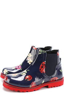 Ботинки из лаковой кожи с принтом и эластичной вставкой Dolce &amp; Gabbana