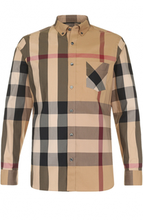 Хлопковая рубашка с воротником button down Burberry