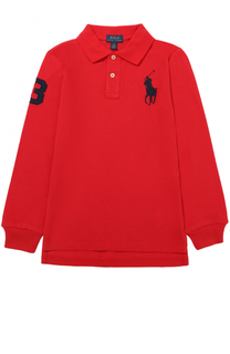 Хлопковое поло с длинными рукавами и нашивкой Polo Ralph Lauren