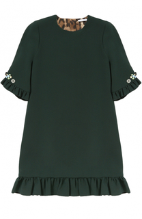 Мини-платье прямого кроя с оборками и декоративными пуговицами Dolce &amp; Gabbana