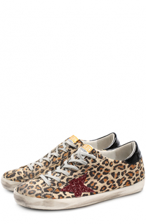 Кожаные кеды SuperStar с принтом и аппликацией Golden Goose