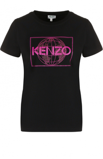 Хлопковая футболка с декоративной отделкой Kenzo