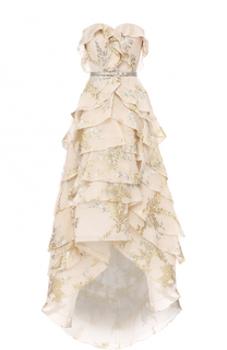 Платье с вышивкой и оборками Oscar de la Renta