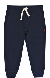 Спортивные брюки из хлопка на кулиске с логотипом бренда Polo Ralph Lauren